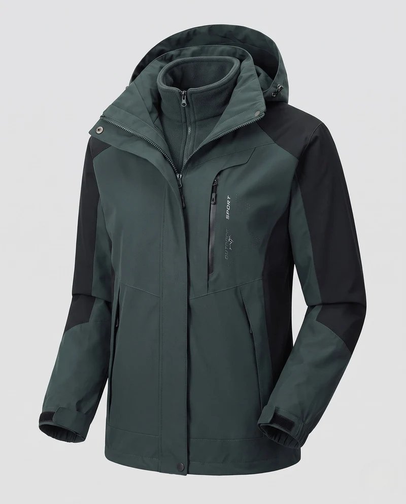 Herren Zweilagige Softshell-Outdoorjacke mit abnehmbarer Fleece-Innenjacke