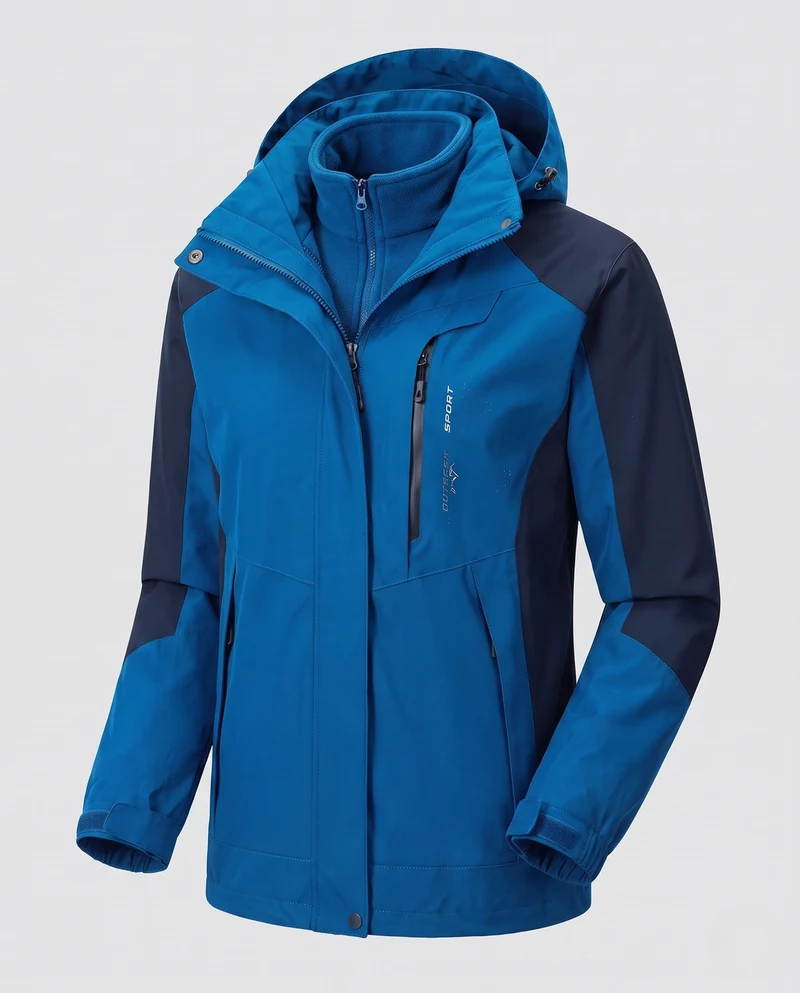 Herren Zweilagige Softshell-Outdoorjacke mit abnehmbarer Fleece-Innenjacke