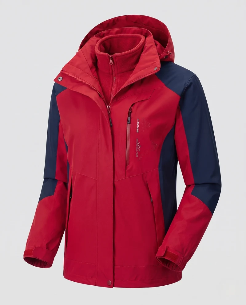 Herren Zweilagige Softshell-Outdoorjacke mit abnehmbarer Fleece-Innenjacke