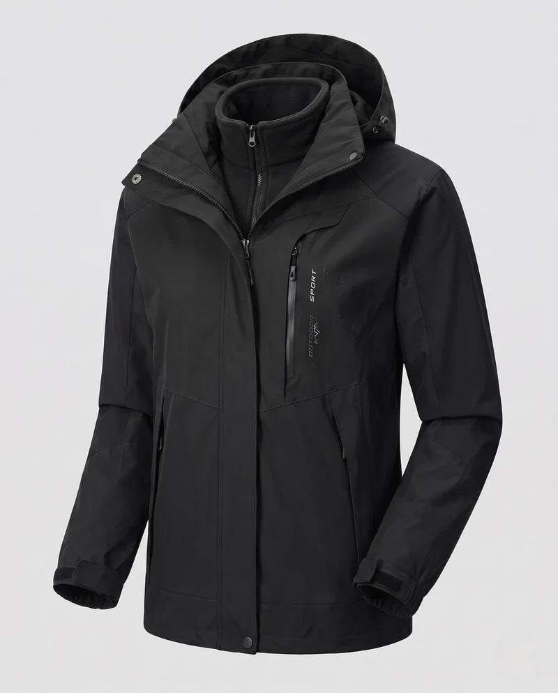 Herren Zweilagige Softshell-Outdoorjacke mit abnehmbarer Fleece-Innenjacke