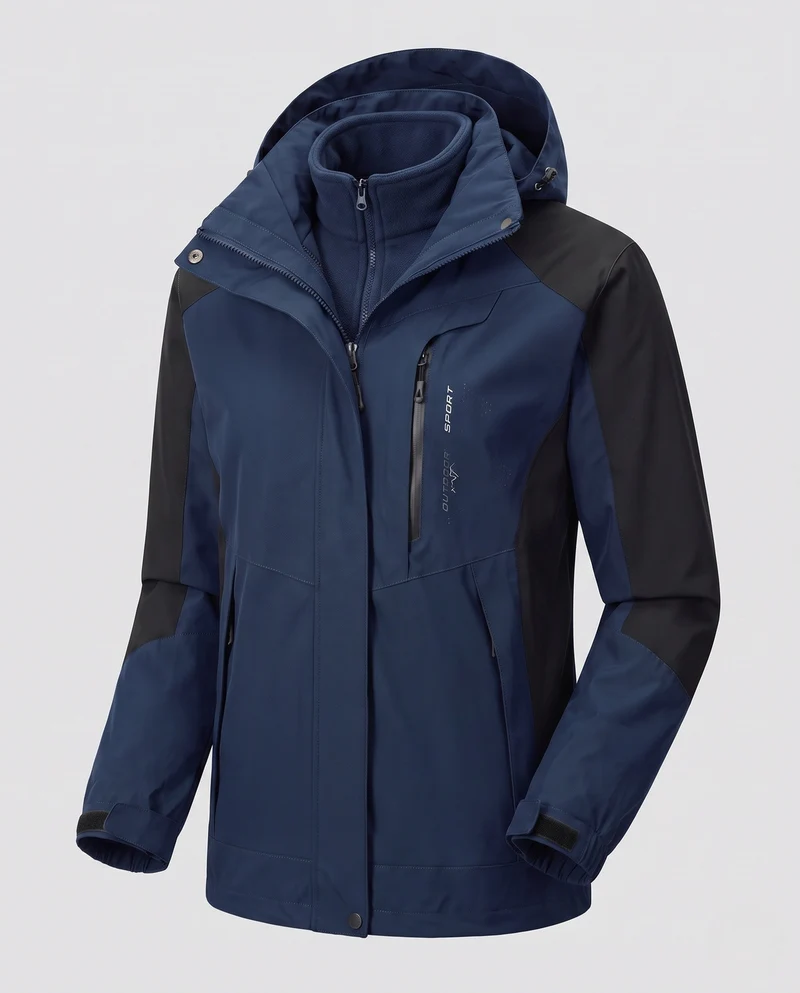 Herren Zweilagige Softshell-Outdoorjacke mit abnehmbarer Fleece-Innenjacke