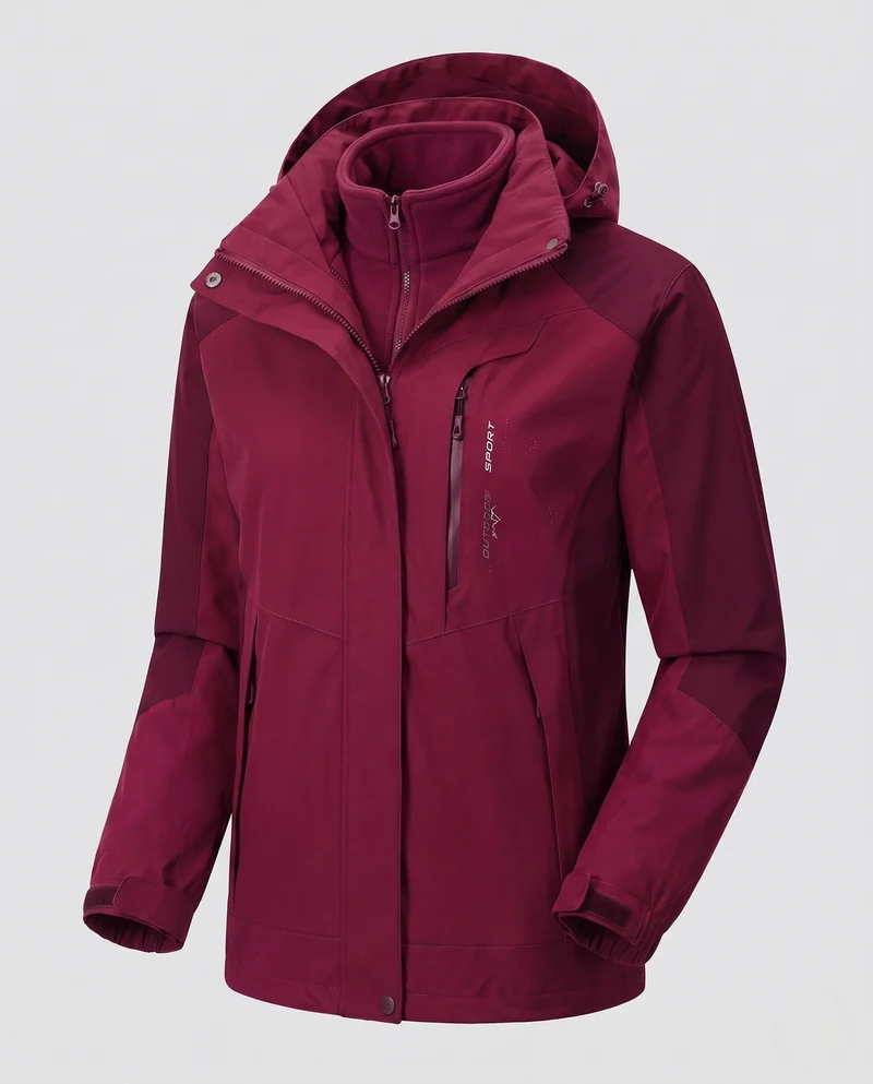 Herren Zweilagige Softshell-Outdoorjacke mit abnehmbarer Fleece-Innenjacke