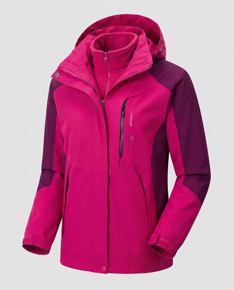 Herren Zweilagige Softshell-Outdoorjacke mit abnehmbarer Fleece-Innenjacke