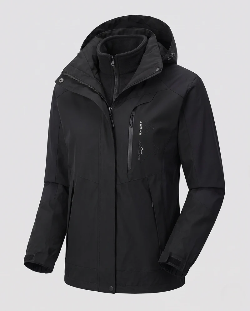 Herren Zweilagige Softshell-Outdoorjacke mit abnehmbarer Fleece-Innenjacke