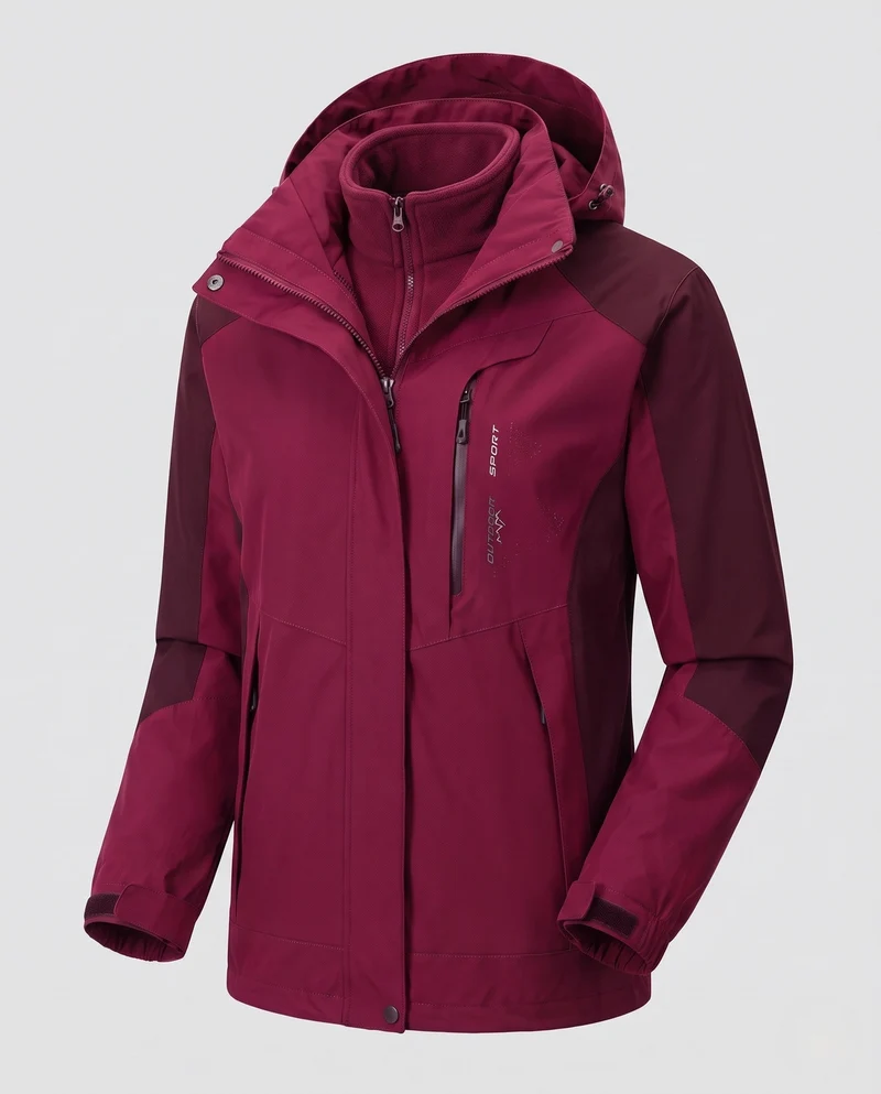 Herren Zweilagige Softshell-Outdoorjacke mit abnehmbarer Fleece-Innenjacke