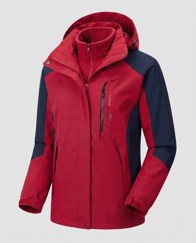 Herren Zweilagige Softshell-Outdoorjacke mit abnehmbarer Fleece-Innenjacke