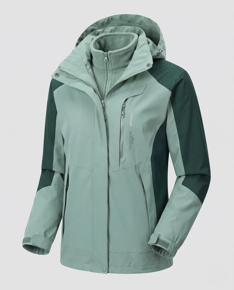 Herren Zweilagige Softshell-Outdoorjacke mit abnehmbarer Fleece-Innenjacke