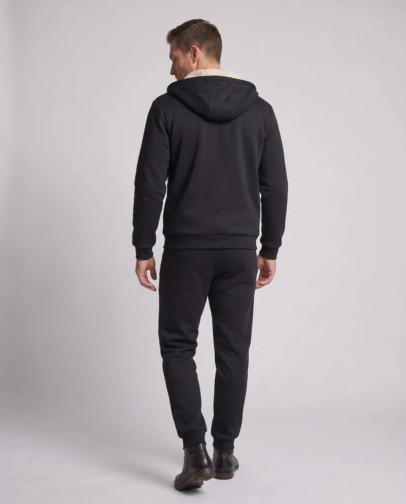 Herren Zweiteiliges Teddygefüttertes Freizeit-Trainingsset mit Kapuzenzipjacke & tapered Jogginghose