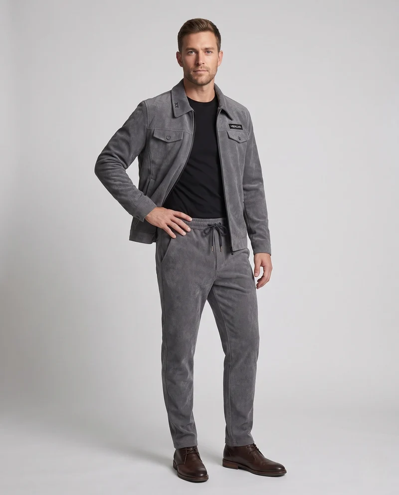 Herren Zweiteiliges Thermo-Freizeitset aus Cordfleece mit Zipjacke & konischer Jogginghose