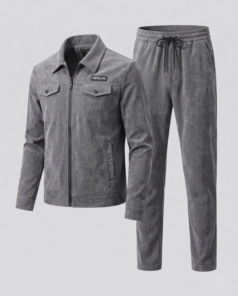 Herren Zweiteiliges Thermo-Freizeitset aus Cordfleece mit Zipjacke & konischer Jogginghose