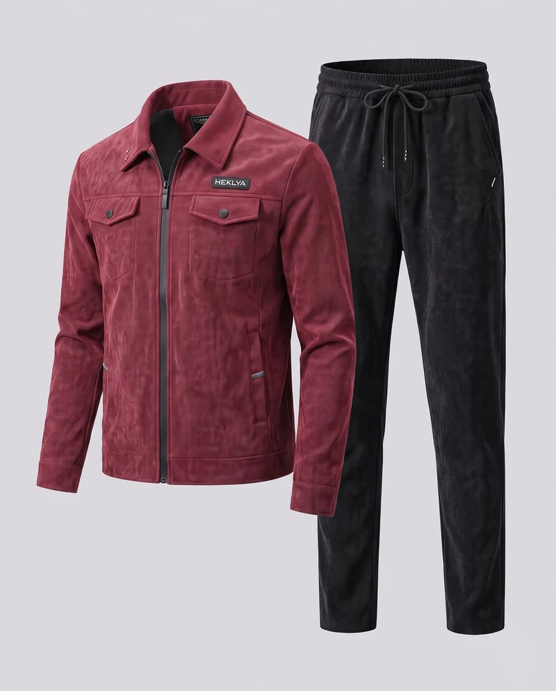 Herren Zweiteiliges Thermo-Freizeitset aus Cordfleece mit Zipjacke & konischer Jogginghose