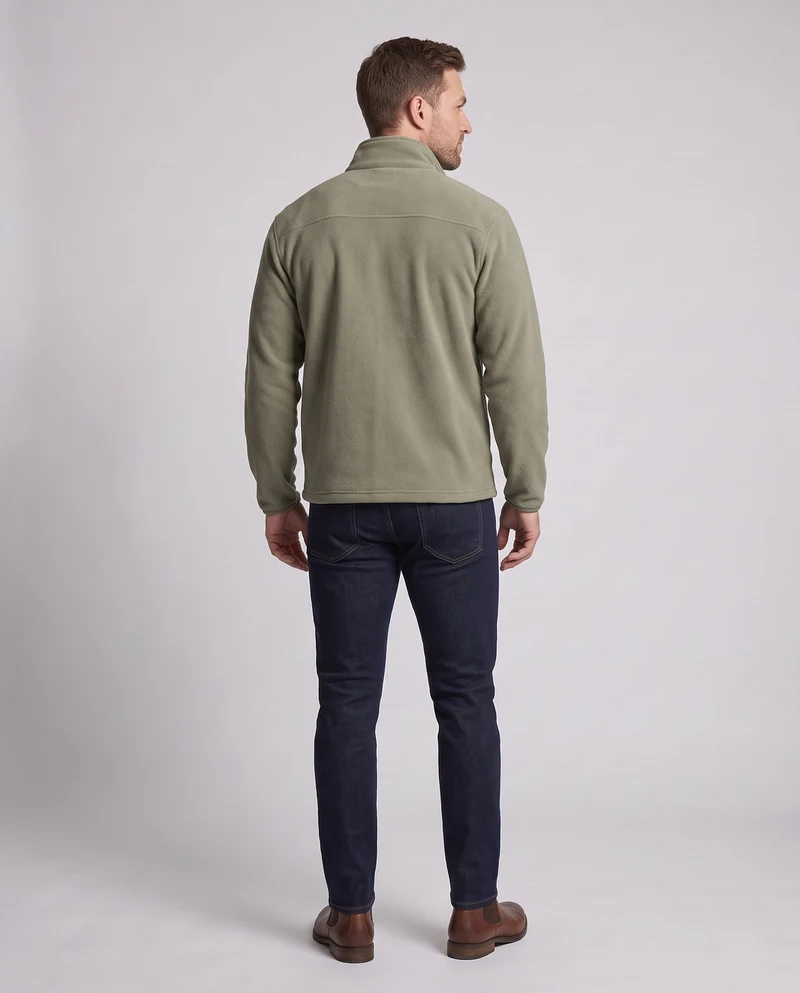 Unisex-Fleece-Reißverschlussjacke mit Stehkragen und minimalistischer Outdoor-Optik