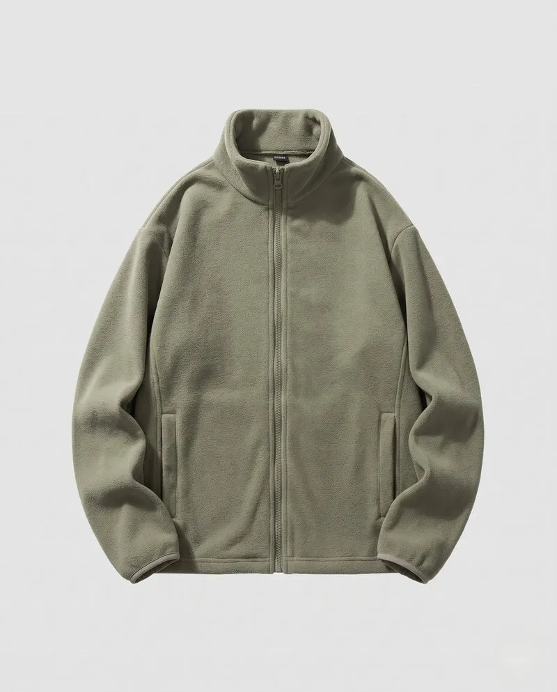 Unisex-Fleece-Reißverschlussjacke mit Stehkragen und minimalistischer Outdoor-Optik
