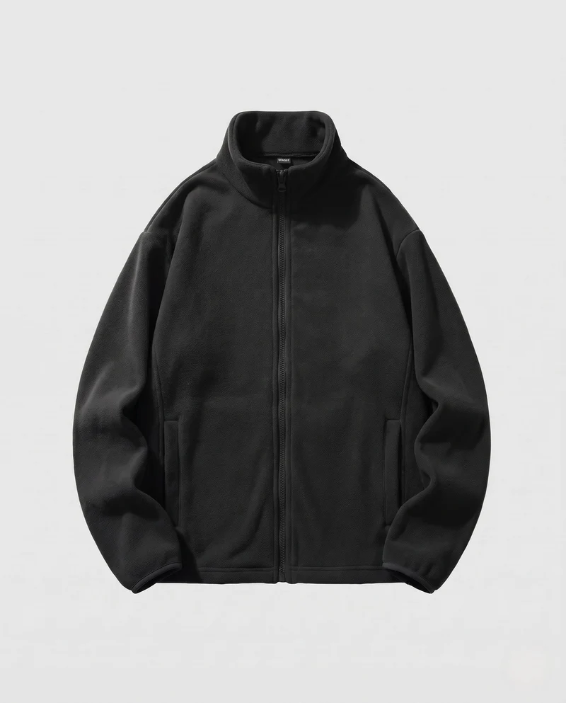 Unisex-Fleece-Reißverschlussjacke mit Stehkragen und minimalistischer Outdoor-Optik