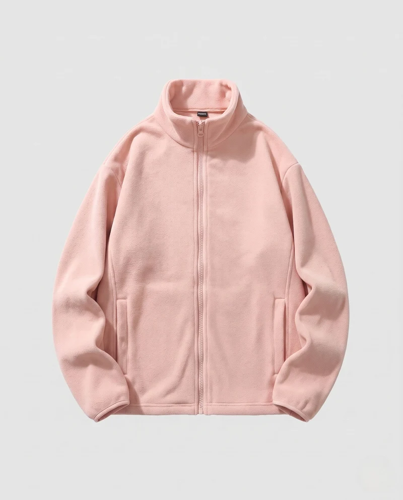 Unisex-Fleece-Reißverschlussjacke mit Stehkragen und minimalistischer Outdoor-Optik
