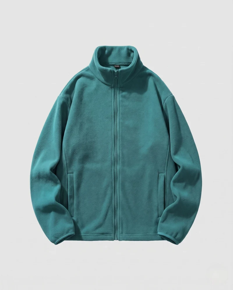 Unisex-Fleece-Reißverschlussjacke mit Stehkragen und minimalistischer Outdoor-Optik