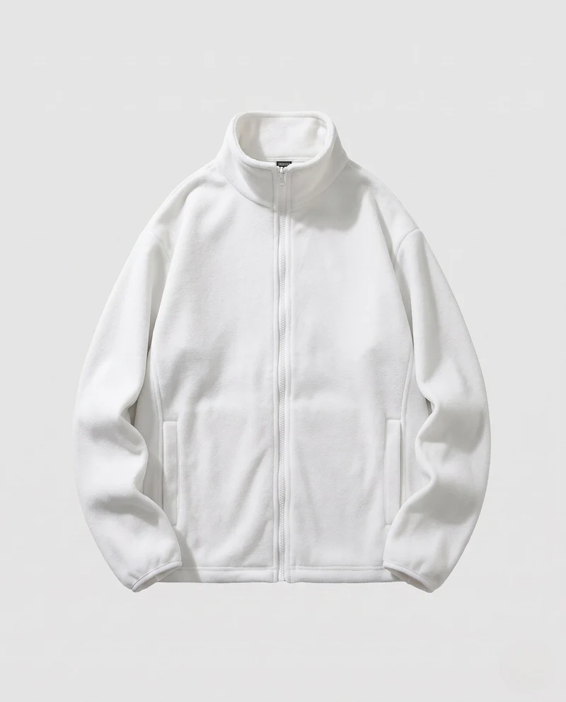 Unisex-Fleece-Reißverschlussjacke mit Stehkragen und minimalistischer Outdoor-Optik
