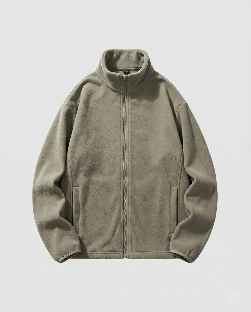 Unisex-Fleece-Reißverschlussjacke mit Stehkragen und minimalistischer Outdoor-Optik
