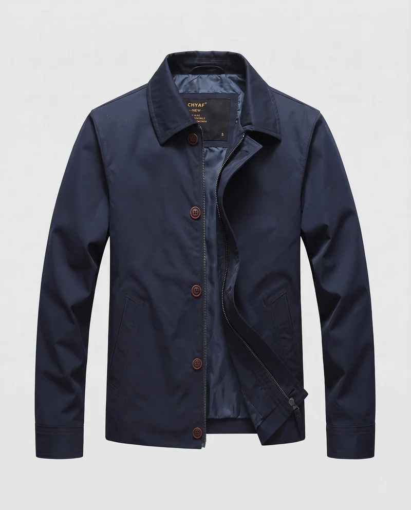 Herren Leichtgewicht Wasserabweisende Harrington Jacke mit Reißverschluss und Knopfleiste Nord Taschen