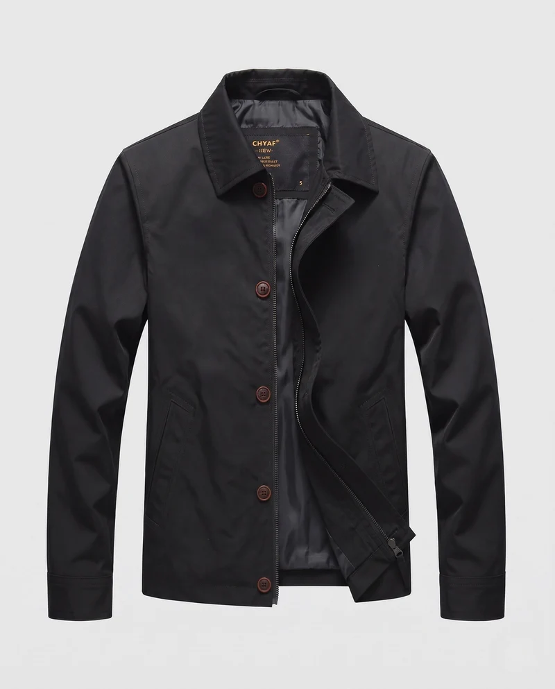 Herren Leichtgewicht Wasserabweisende Harrington Jacke mit Reißverschluss und Knopfleiste Nord Taschen