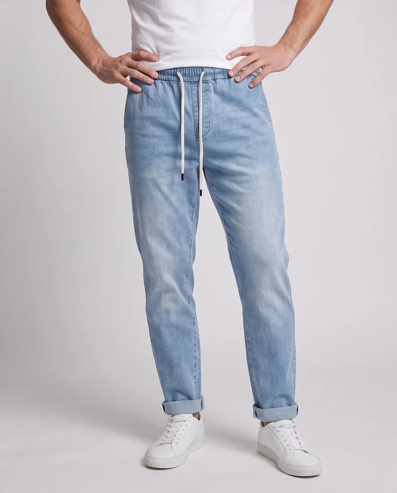 Herren lässige Denim-Jogginghosen mit elastischem Bund und Kordelzug Nord Taschen