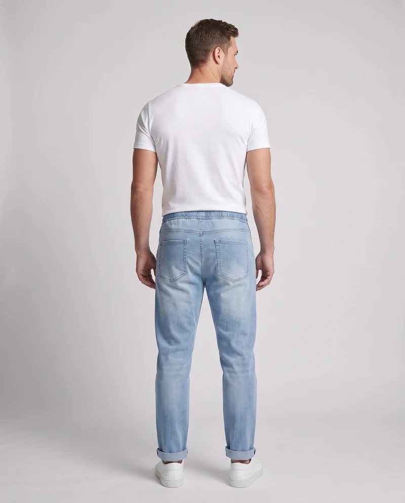 Herren lässige Denim-Jogginghosen mit elastischem Bund und Kordelzug Nord Taschen