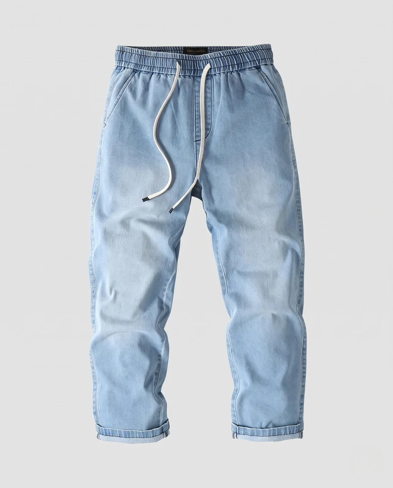 Herren lässige Denim-Jogginghosen mit elastischem Bund und Kordelzug Nord Taschen