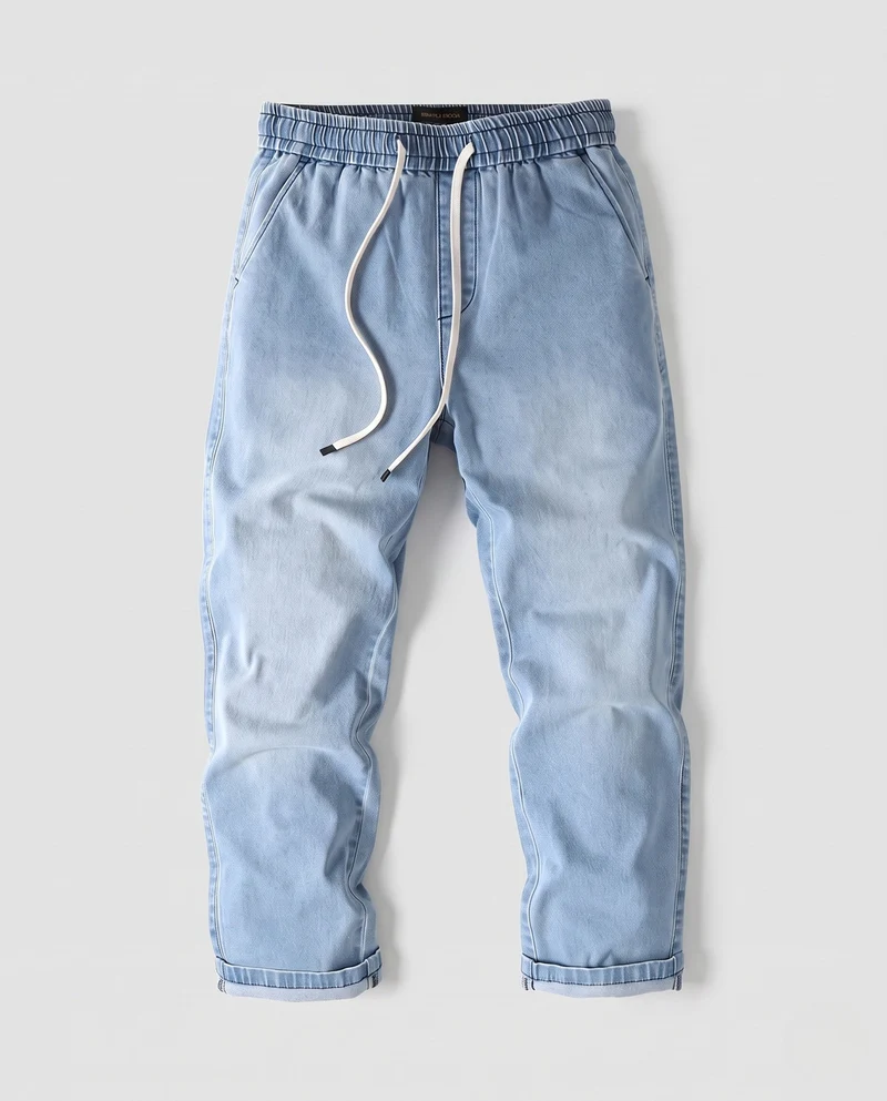 Herren lässige Denim-Jogginghosen mit elastischem Bund und Kordelzug Nord Taschen