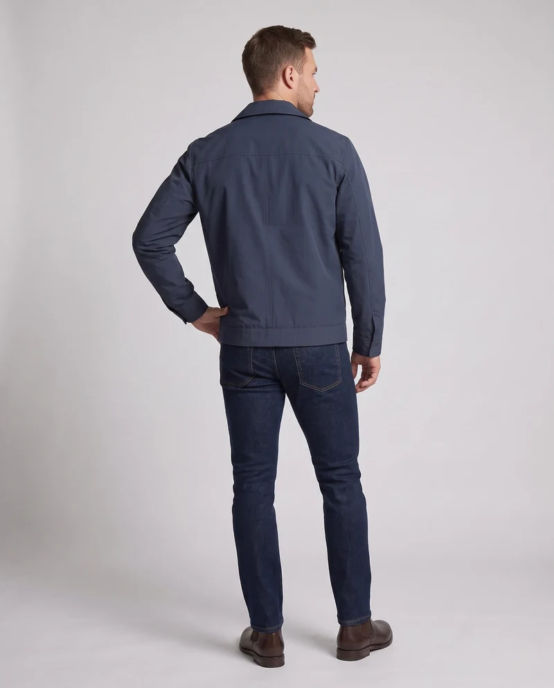 Leichte Herren Baumwollblousonjacke mit kariertem Futter und verdecktem Reißverschluss Nord Taschen