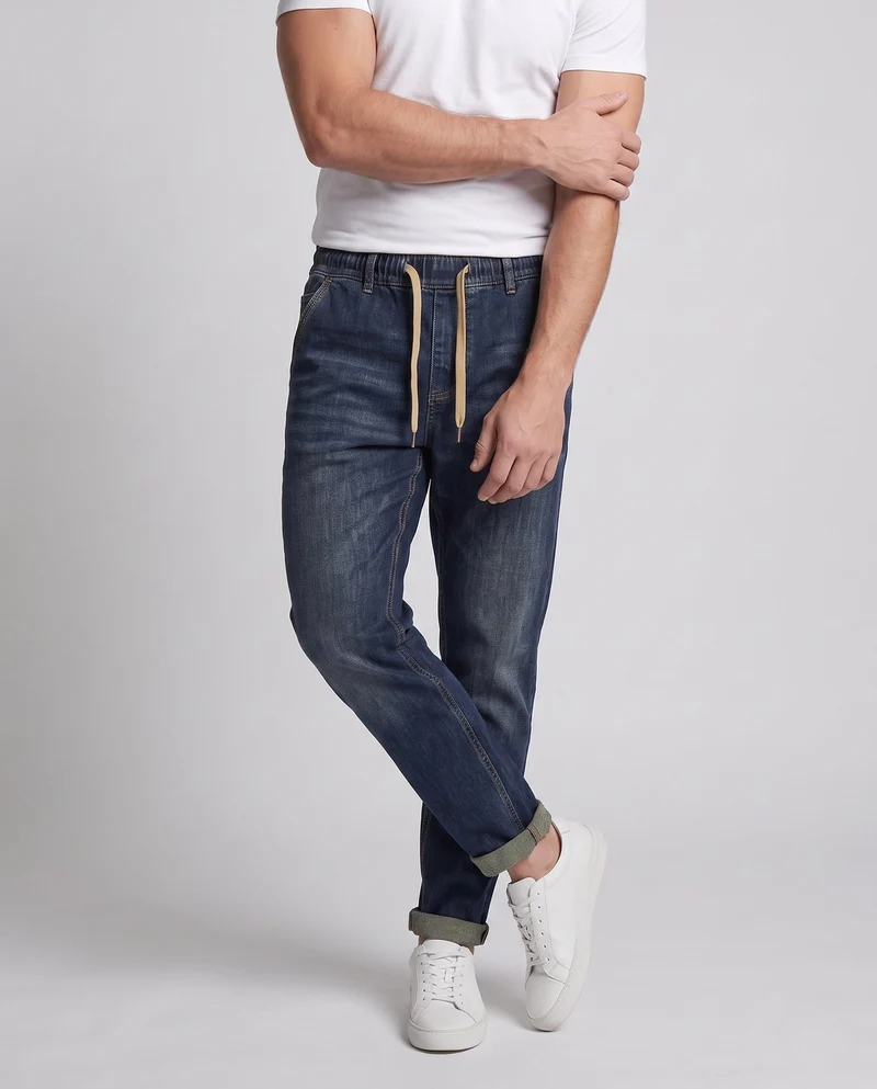 Herren Freizeit Denim Jogginghose mit elastischem Bund und Kordelzug Nord Taschen