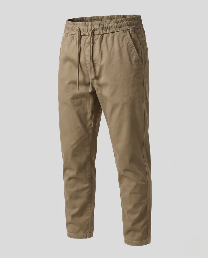 Herren Tapered Baumwoll Chino Jogginghosen mit Kordelzug und verdeckten Taschen Nord Taschen