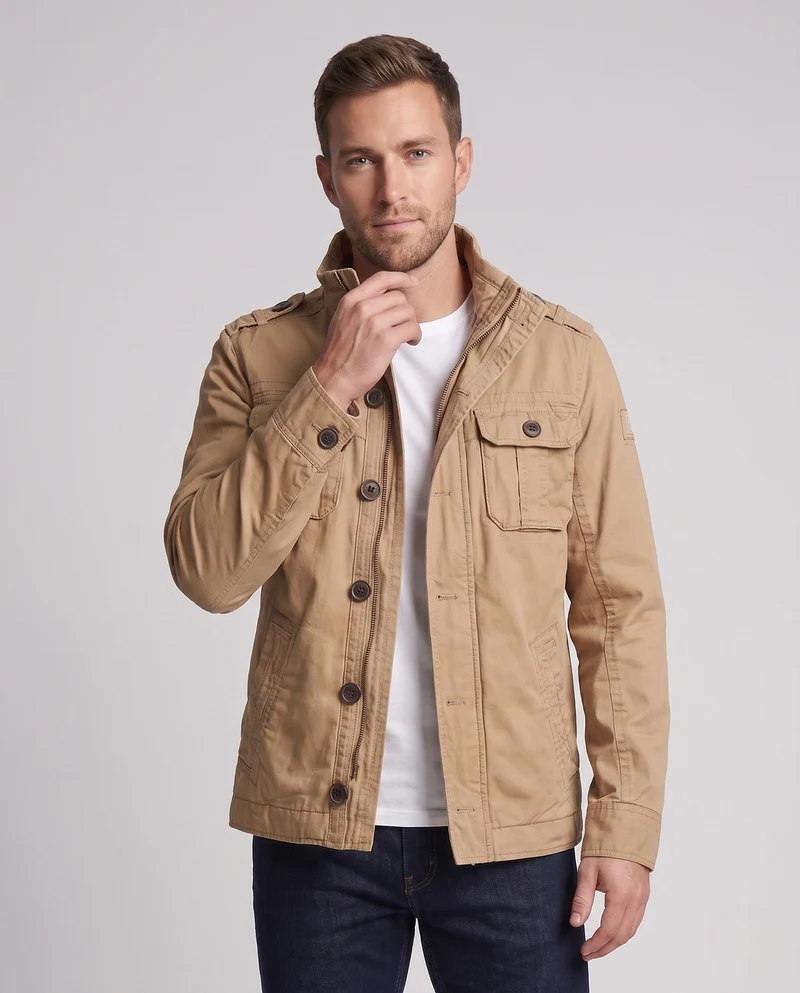 Herren Kapuzenfeldjacke mit wattierter thermischer Innenseite und mehreren Taschen Nord Taschen