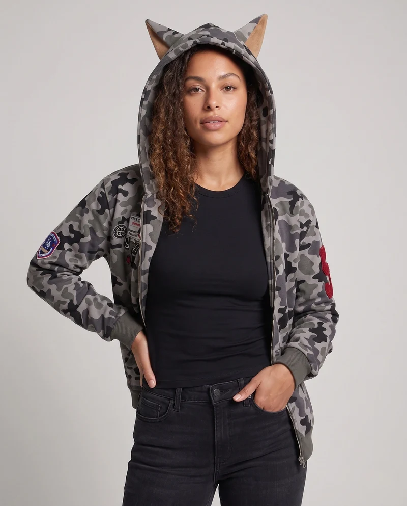 Frauen Urban Camouflage Hoodie Nord Taschen