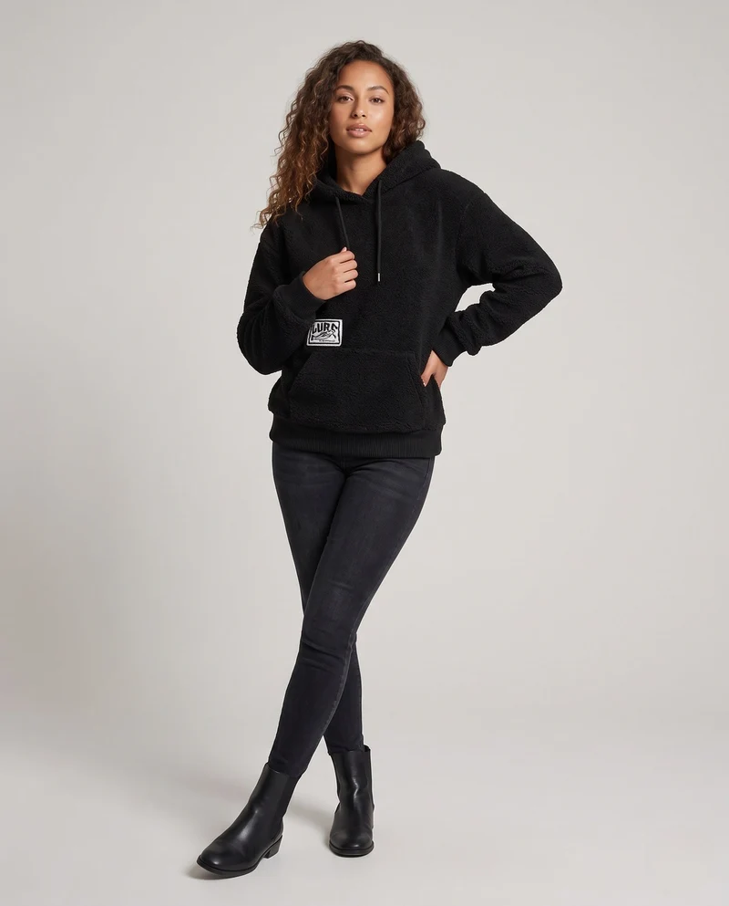 Damen weiches Fleece-Hoodie Nord Taschen