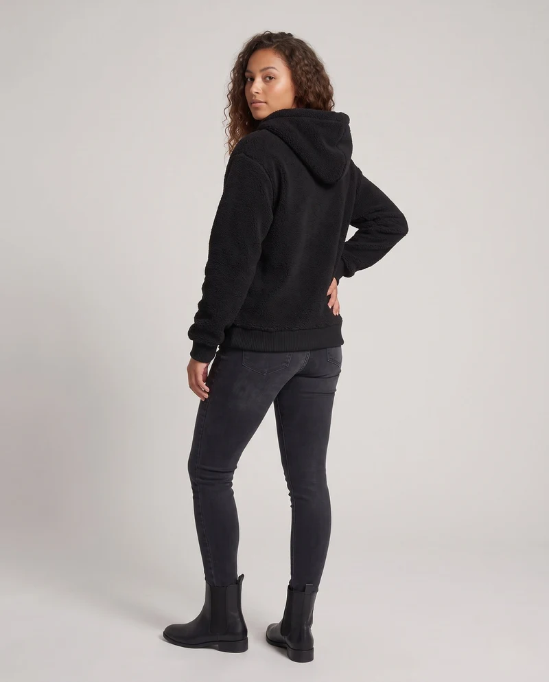 Damen weiches Fleece-Hoodie Nord Taschen