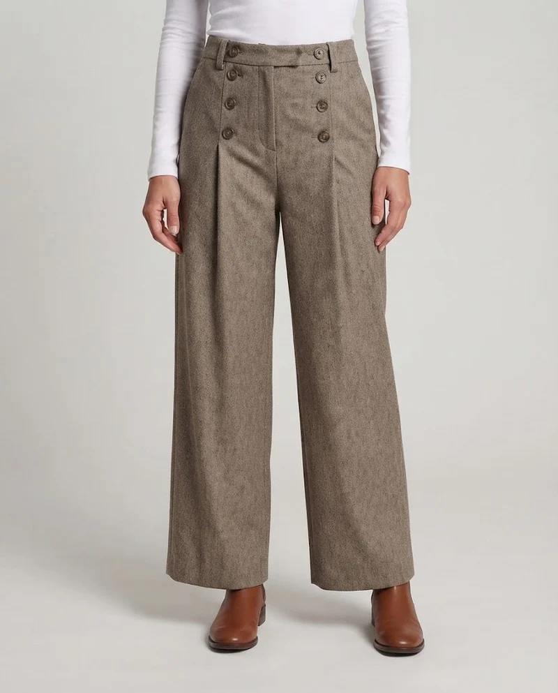 Damen elegante und bequeme weit geschnittene Stoffhose Nord Taschen