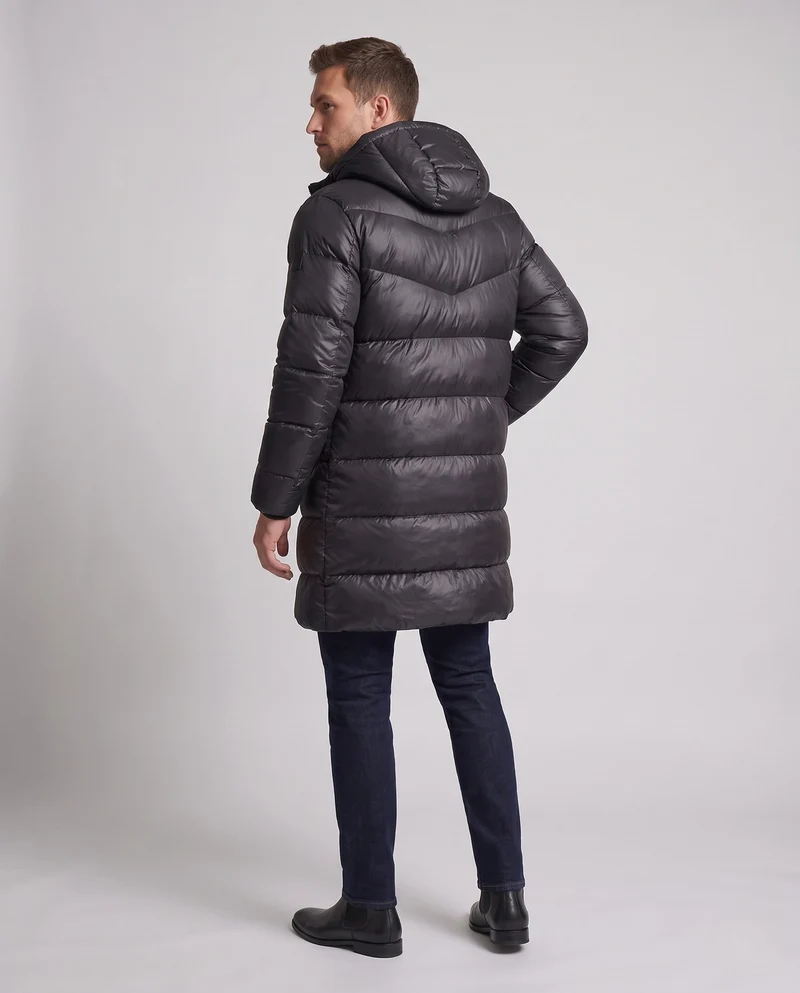 Längerer gesteppter thermo Parka für Herren mit Kapuze und wasserabweisender Außenschale Nord Taschen