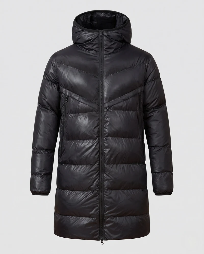 Längerer gesteppter thermo Parka für Herren mit Kapuze und wasserabweisender Außenschale Nord Taschen