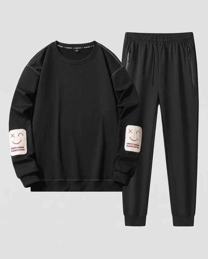Herren Freizeit Trainingsanzug Set aus atmungsaktivem Funktionsmaterial mit gestickten Ellbogenpatches Nord Taschen