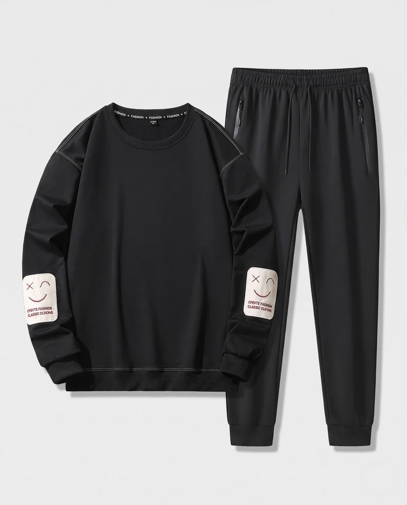 Herren Freizeit Trainingsanzug Set aus atmungsaktivem Funktionsmaterial mit gestickten Ellbogenpatches Nord Taschen