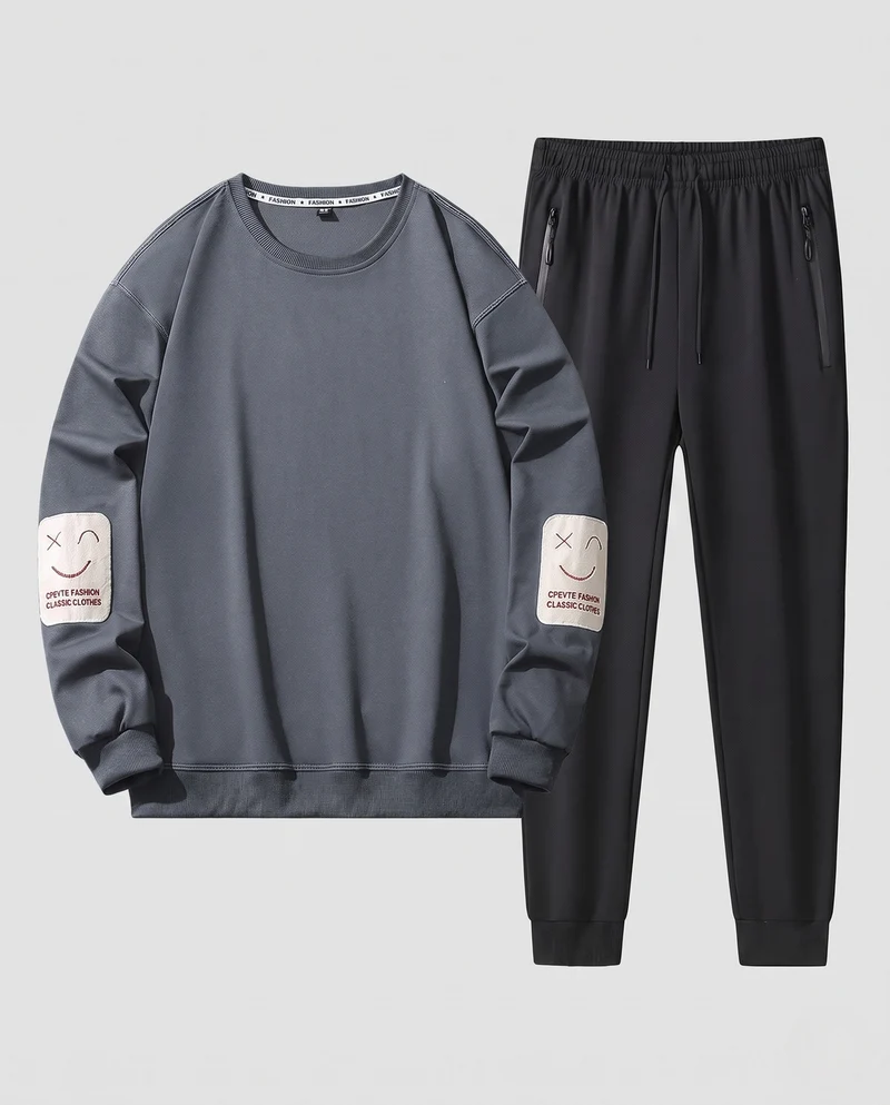 Herren Freizeit Trainingsanzug Set aus atmungsaktivem Funktionsmaterial mit gestickten Ellbogenpatches Nord Taschen