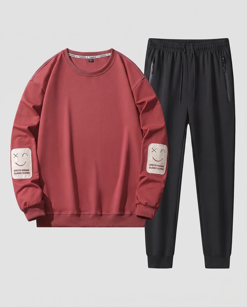 Herren Freizeit Trainingsanzug Set aus atmungsaktivem Funktionsmaterial mit gestickten Ellbogenpatches Nord Taschen