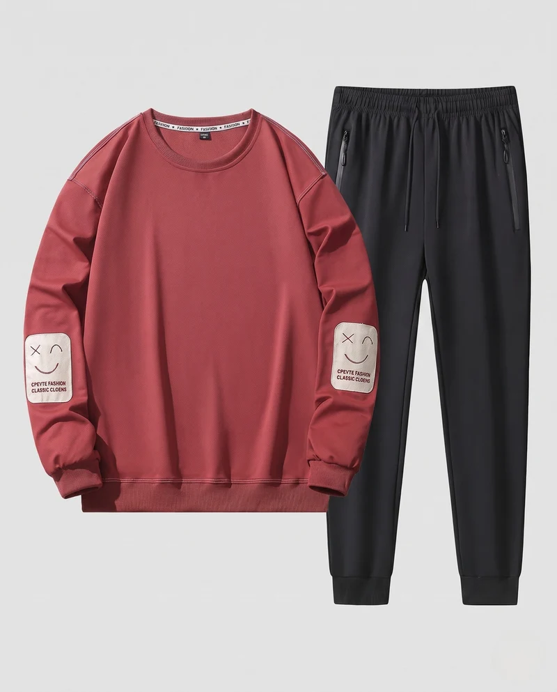 Herren Freizeit Trainingsanzug Set aus atmungsaktivem Funktionsmaterial mit gestickten Ellbogenpatches Nord Taschen