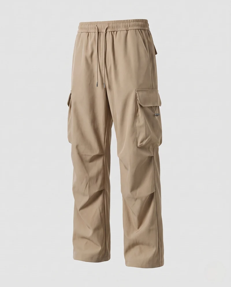 Herren Freizeit Cargo-Baggy-Hosen mit Kordelzug, multifunktionale Taschen und geradem Bein Nord Taschen
