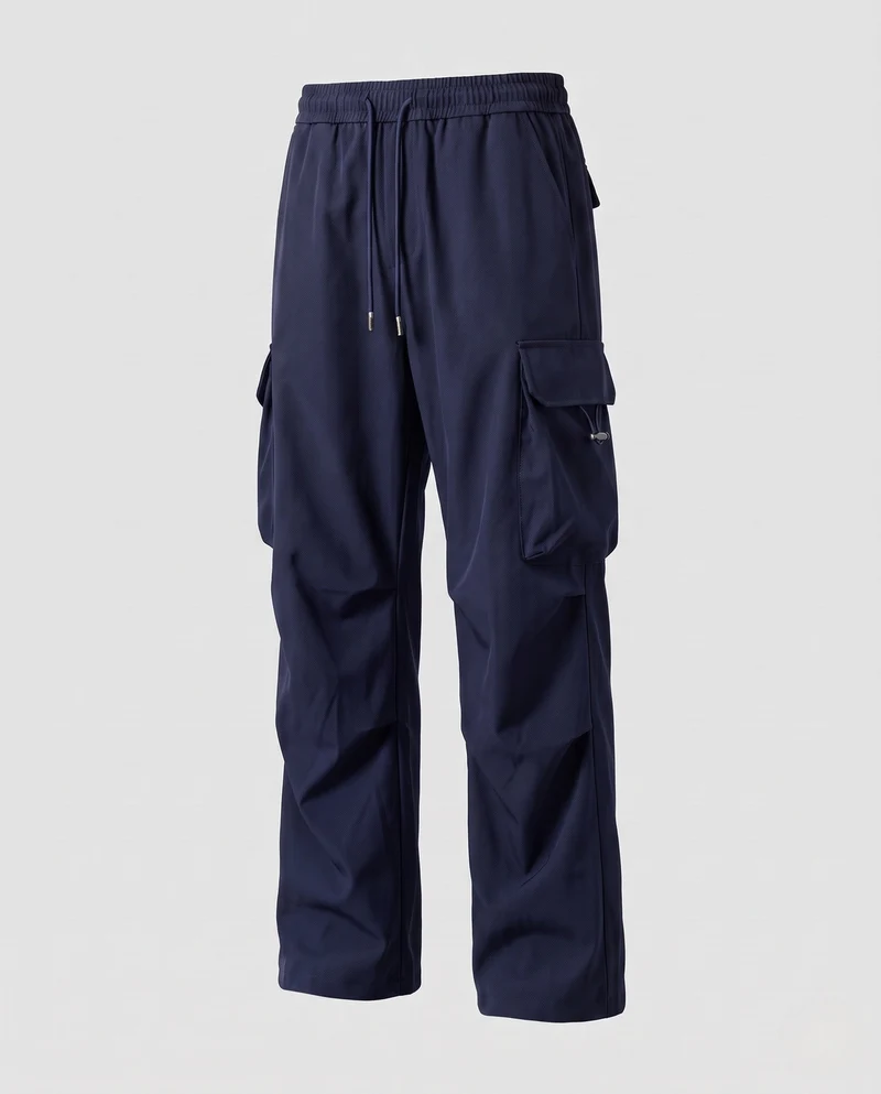 Herren Freizeit Cargo-Baggy-Hosen mit Kordelzug, multifunktionale Taschen und geradem Bein Nord Taschen