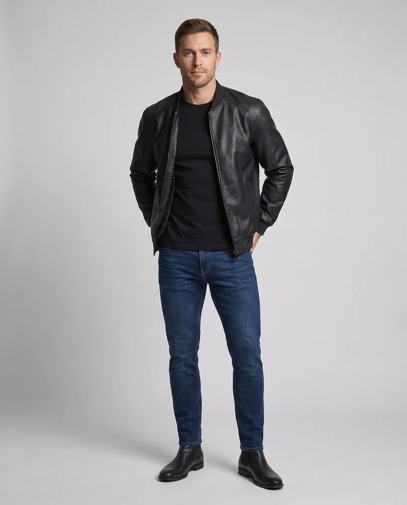 Herren Kunstleder Bomberjacke mit wärmendem Teddyfutter & minimalistischer Blouson-Silhouette Nord Taschen