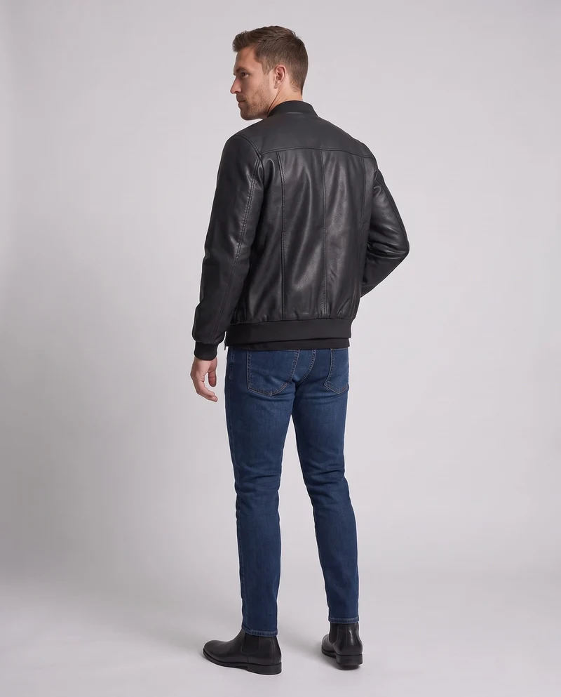 Herren Kunstleder Bomberjacke mit wärmendem Teddyfutter & minimalistischer Blouson-Silhouette Nord Taschen