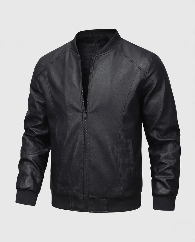 Herren Kunstleder Bomberjacke mit wärmendem Teddyfutter & minimalistischer Blouson-Silhouette Nord Taschen