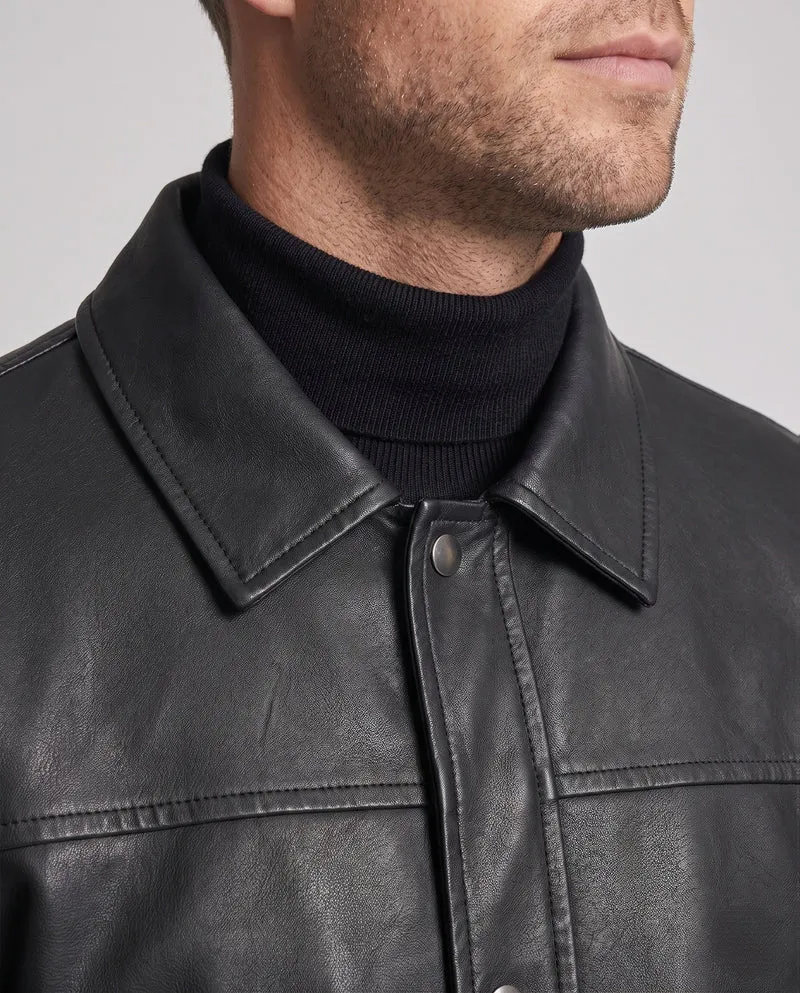 Herrenlederjacke im Worker-Stil mit Druckknopfverschluss und Klappentaschen Nord Taschen