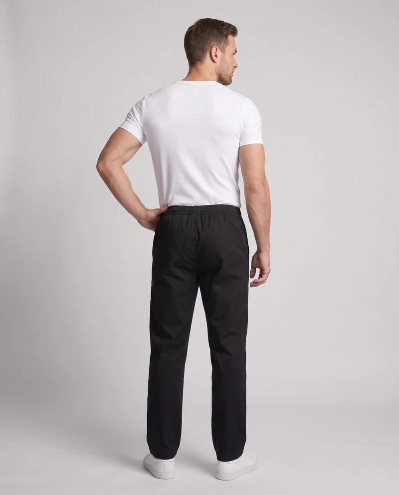 Herren Leichte Baumwollmischung Legere Hosen mit Kordelzug Taille, Seitentaschen & Gerader Lockere Passform Nord Taschen